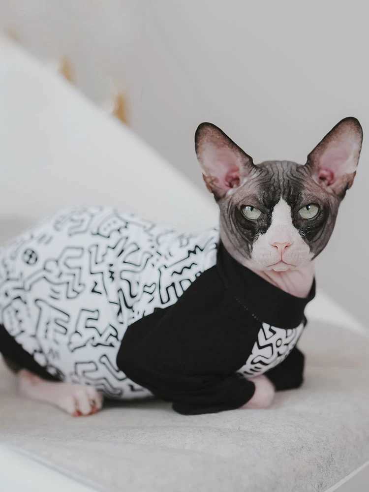 Cat Clothing Cotton Coat Elestic for Male Cat Spring Summer Sweatshirt For Kittens Soft Tshirt for Devon Rex C251009