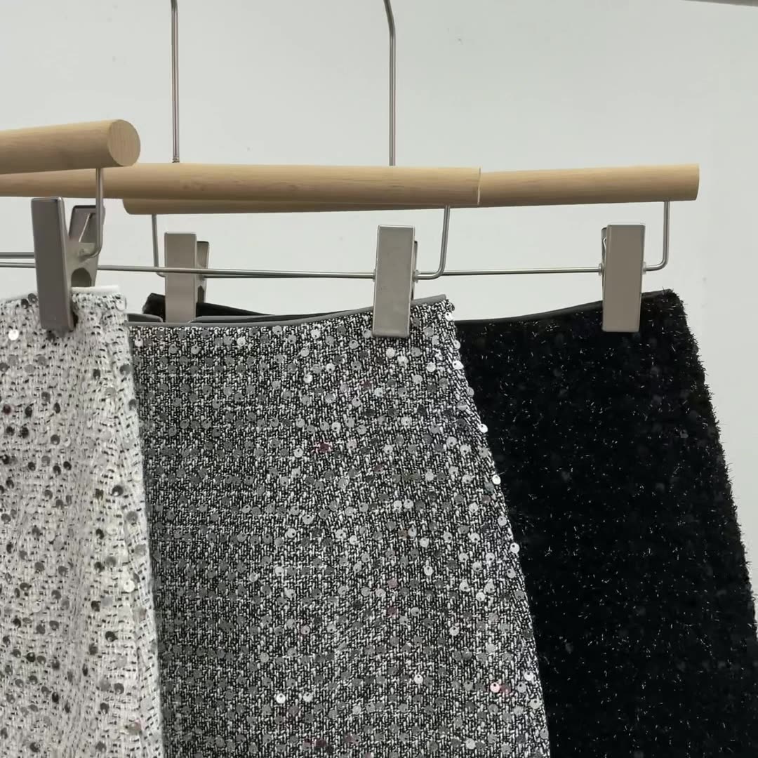 Sexy Sequined Skirt Female Spice Girl A Word Silver Shiny Anti-light Bodycon Skirt