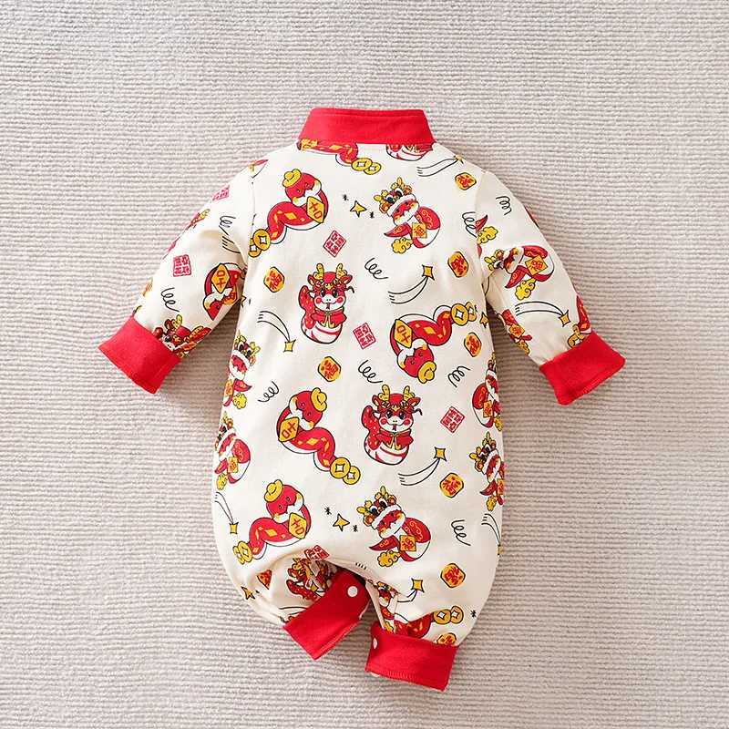 Newborn Clothes Chinese Style Spring Festival Snake Cotton Soft 018 Boys And Girls Spring And Autumn Long Sleeved Baby Jumpsuit C251009