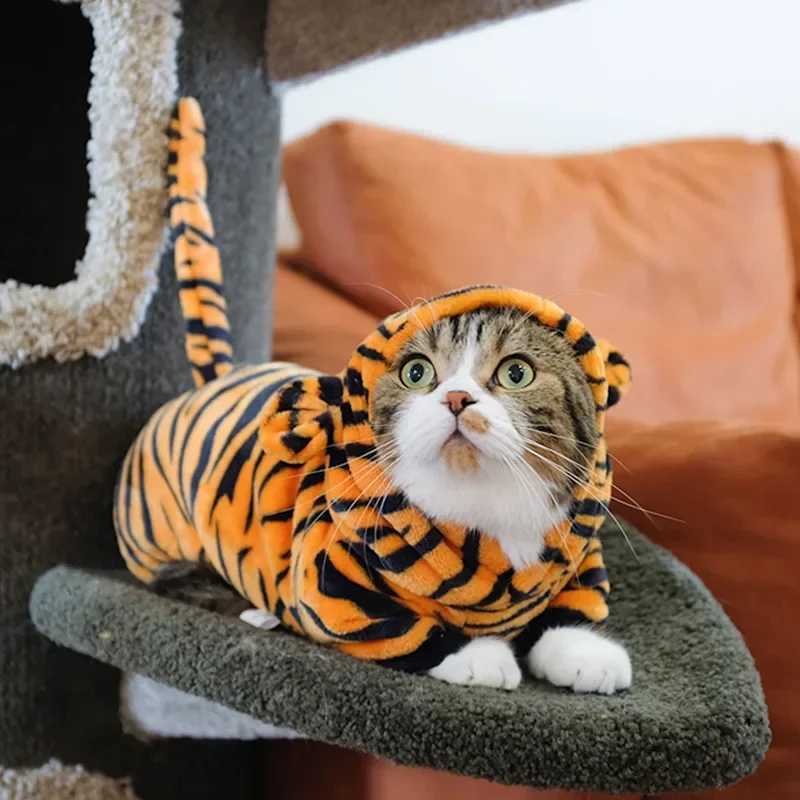 Cute Tiger Dinosaur Soft Warm Pet Dog Jumpsuits Clothing for Cats Pajamas Pet Hoodies Chihuahua Teddy Costume Pet Products C251009