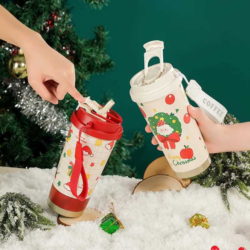 Hot 500ml Christmas Thermos Cup Coffee Mug 316 Stainless Steel Vacuum Flasks Cold Hot Insulated Xmas Gift Cup Santa Claus Mug C251008