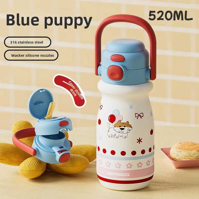 Mother baby and child handheld milk bottle cute trend double drink high value cartoon 316 cold thermos cup holiday gift C251008