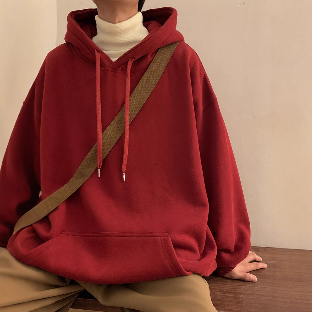 Hooded Sweatshirt Men New Spring Autumn Style American Couple Heavyweight Plus Size Solid Color Designer Shirt Top Trendy Designer Hoodie Red Jacket