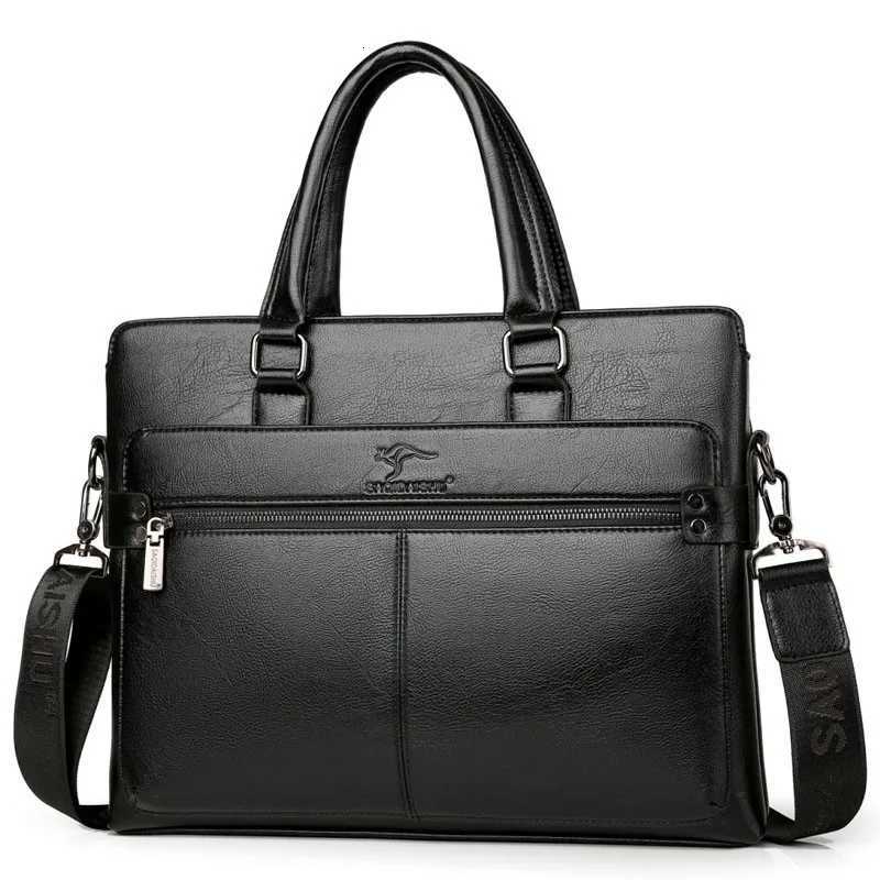 MenS Briefcase PU Leather Handbags Laptop Computer Shoulder Business Executive Office Messenger Portfolio Crossbody Bag MaleL25112