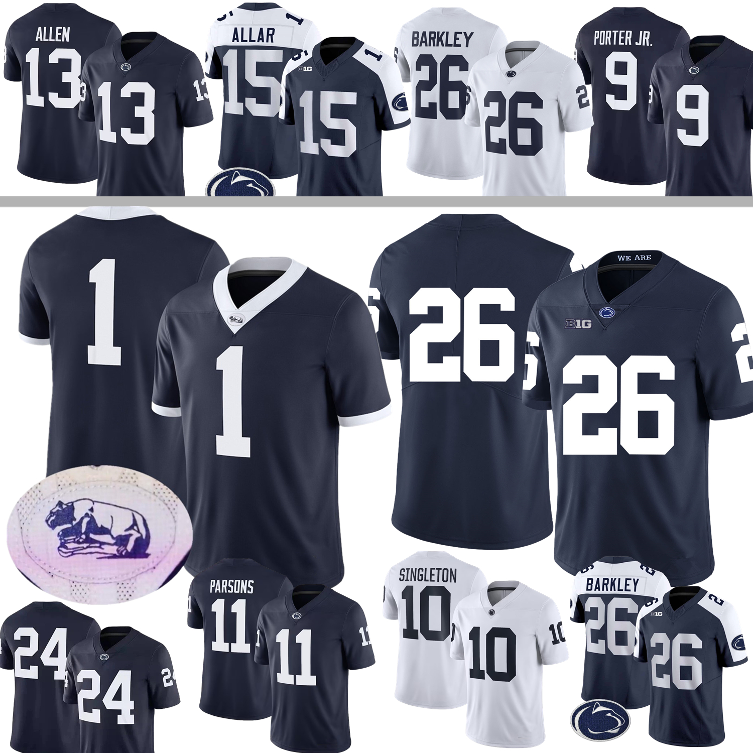 PSU Penn State Football Jersey College Drew Allar Saquon Barkley Nicholas Singleton Micah Parsons Abdul Carter Harris Allen Martin Jr. Howard Olesh Rojas Wheatley