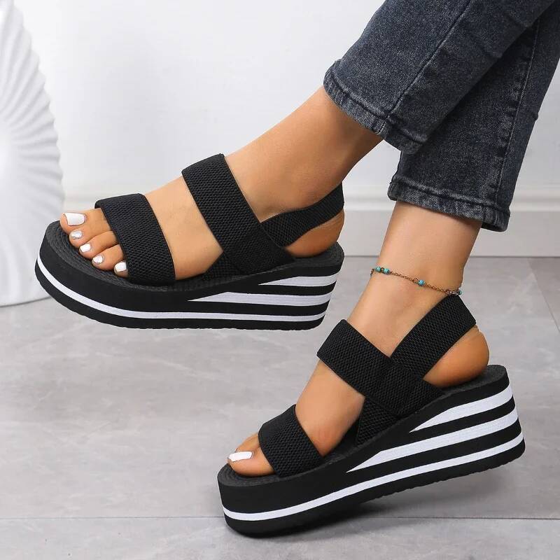Summer Women's Wedge Platform Casual Sandals Ankle Strap Slingback Sandal Solid Color Lightweight Women Shoes ddmypanda