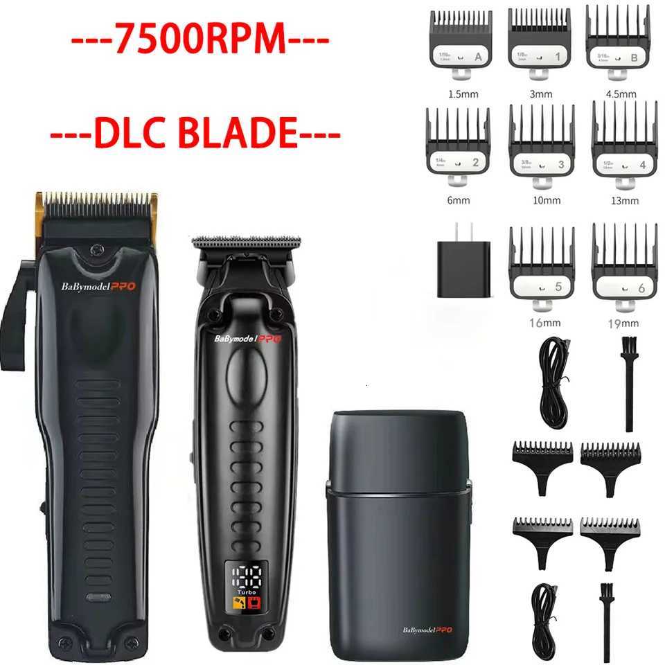 Babymodel PRO Mens Professional Barber Shop Hair Salon Hair Clipper Trimmer Shaver Set 7500RPM Powerful Motor DLC AlloyW251009