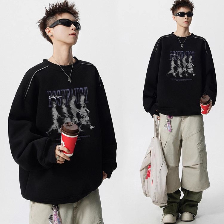 American Style Crew Neck Hoodie Sweatshirt For Men And Women Autumn Trendy Feel Designer Hoodie Loose Fit Designer Shirt Printed Couple's High Stre Versatile Casual