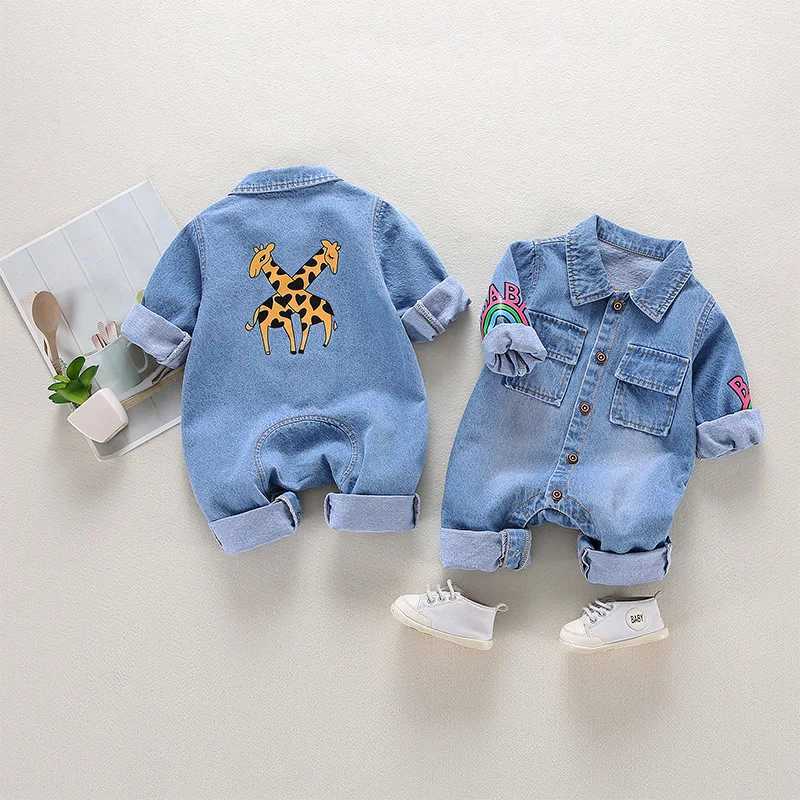 Baby clothes newborn jumpsuit denim romper spring and autumn boy girl romper baby fart romper cartoon giraffe romper C251009