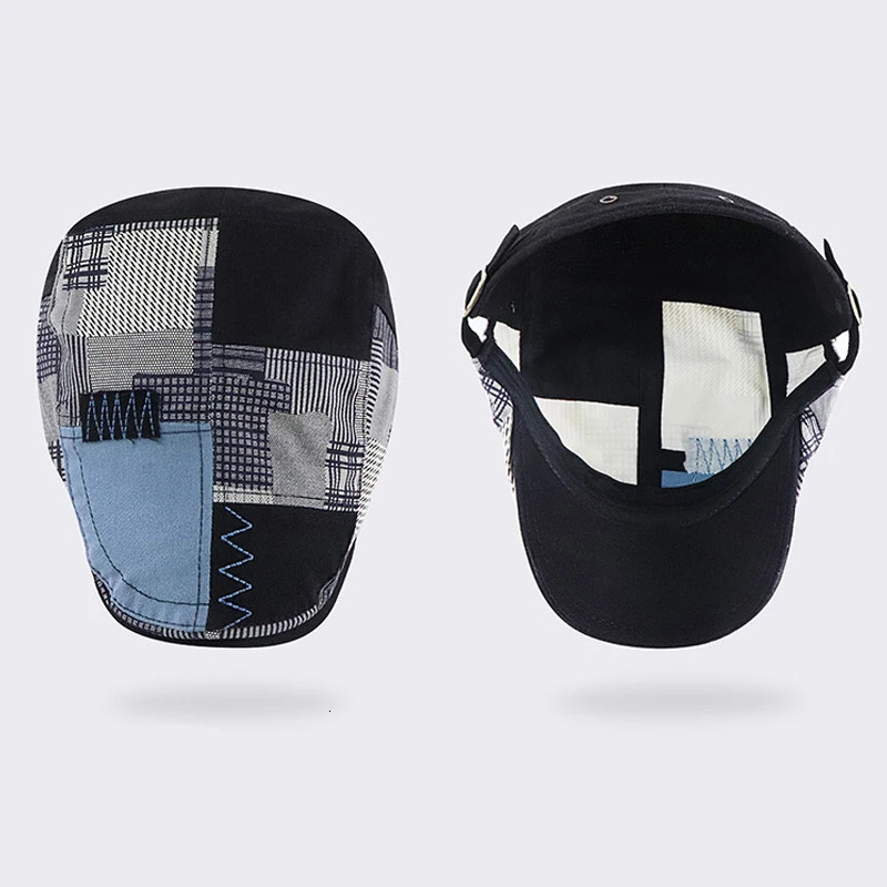 Beret Hat Men Retro sboy Cap Patchwork Plaid Herringbone Flat Peaked Cap Women Driving Cabbie Gatsby Hat Casquette 251008