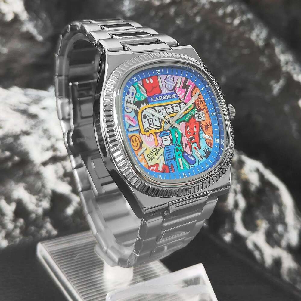 Carsikie2025 New Large Dial Square Men's Sports High-end Sense Comic Cartoon Watch