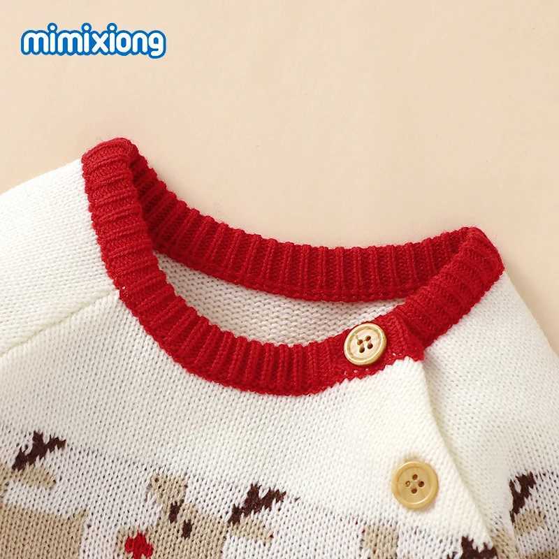 Baby Christmas Rompers Winter Long Sleeve Knit Newborn Boys Girls Outwear Jumpsuits Red Reindeer Toddler Playsuits Clothes 018m C251009