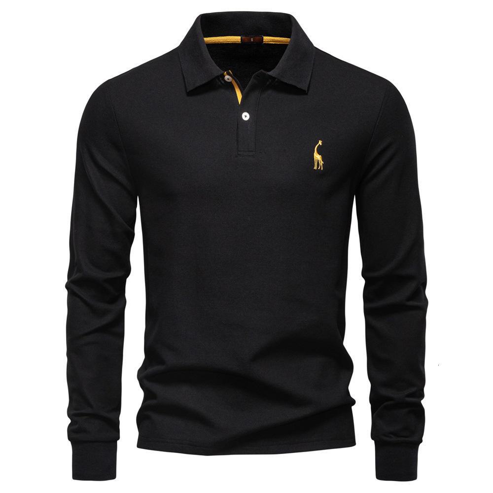 2025 Autumn Men's Solid Designer Shirt Color Long Sleeve Polo Shirt Turn-down Collar Casual Designer Hoodie Top Versatile High-quality Polo For Men