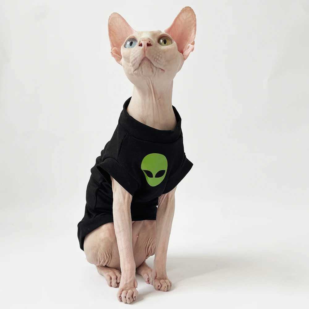 Cat Clothes for Sphynx Fashion Black Cotton Coat for Cat Striped Winter Tshirt For Devon Rex Soft cotton Tshirt Cat costume C251009