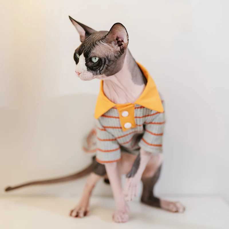 Sphynx Cat Clothes Striped Tshirt Hoodies For Sphinx Hairless Cat Devon Rex Costumes Autumn Winter Clothing For Cats Dogs C251009