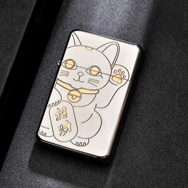 CHIEF Pure Copper Vintage Engraved Tang Grass Windproof Kerosene Lighter Thin Durable Portable Limited Edition Mens Gift W251009