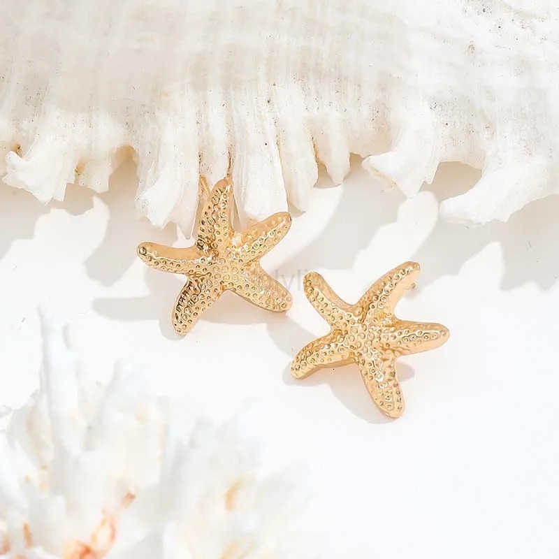 Punk Metal Starfish Stud Earrings For Women Fashion Gold Color Star Geometric Temperament Earrings Summer Jewelry Gift M251009