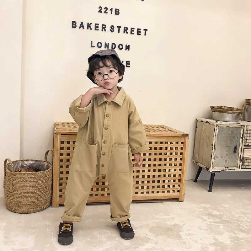Children Long Sleeve Jumpsuit Baby Overall Pants Korean Fashion Kids Clothes 2024 Spring Boys Girls Toddlers Rompers Jumpsuits C251009