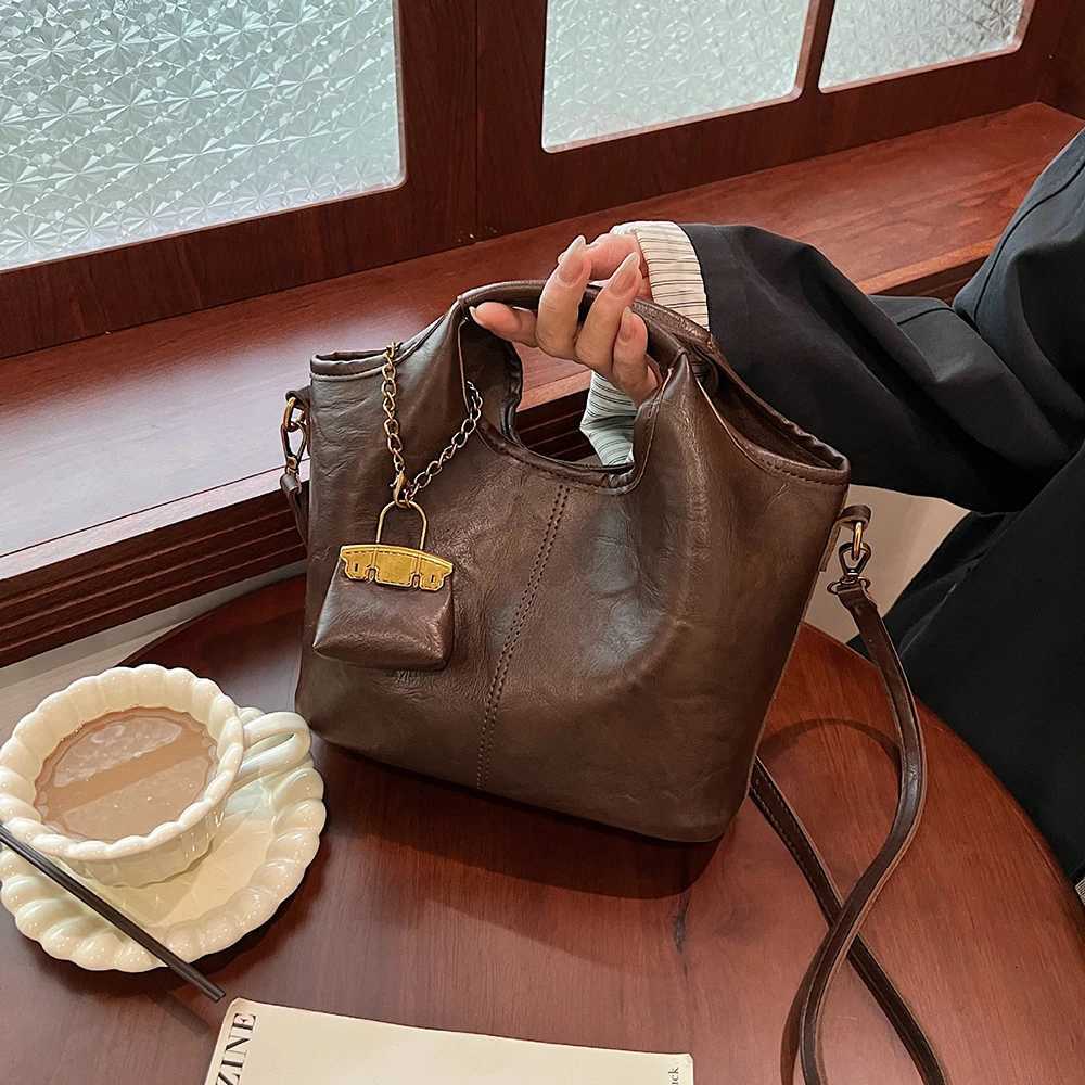 Wen Vintage Coffee Top Handle Bag 2025 New Autumn Winter Minimalist Single Shoder Crossbody Bag Casual Cposite 1 Bags D251009