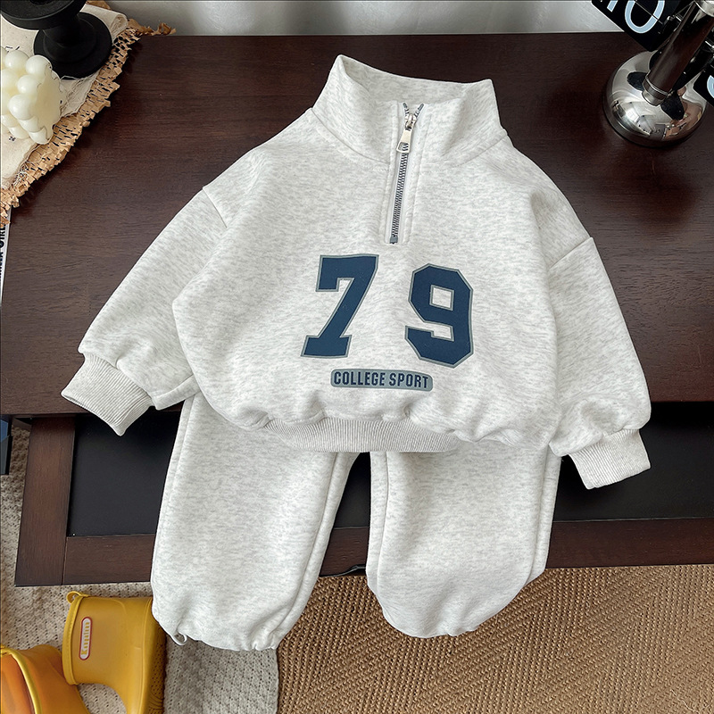 Designer Kids Clothing 2025 New Kids Tracksuit, Spring Boys Half Zip Stand Collar Long Sleeve Sportswear Set Free Shipping