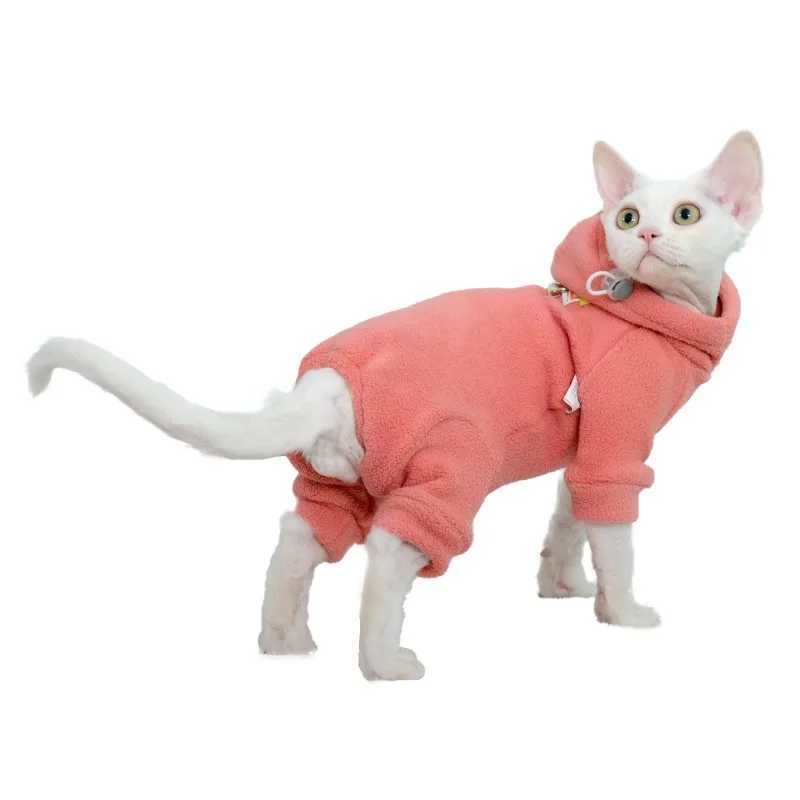 New Cat Clothes with Hooded Winter Warm Sports Outfit Sphynx Cat Hoodies Pullover Sphinx Fleece Clothes Cat Supplies C251009