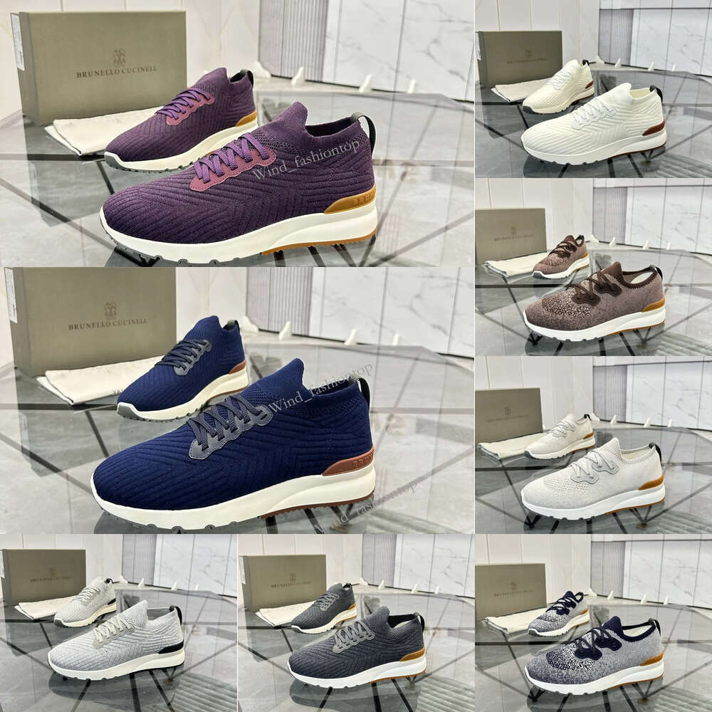 Men's casual Brunello Cucinelli Comfortable Dress shoe Womens designer shoes BC low Knitted Loafers leather Flat walk run Outdoor sport tennis sneaker top