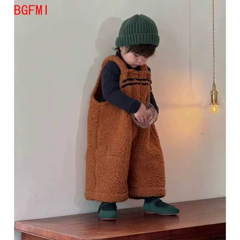 Korean Female Child Clothes Boys Infant Bottoms Childrens Pants Girls Coffee Retro Lamb Wool Overalls Mens Baby Clothes 18 Y C251009
