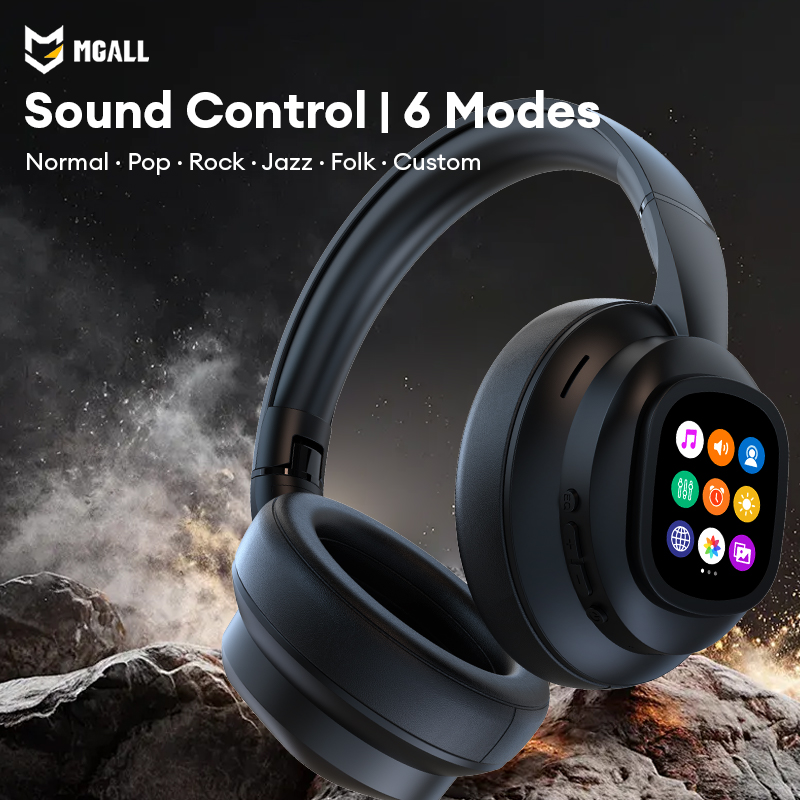 MGALL X1 Pro Wireless Bluetooth 6.0 Headphones with Detachable Full Color LCD Touch Screen, Support Customizable Screen Wallpaper, Audio Headset for M