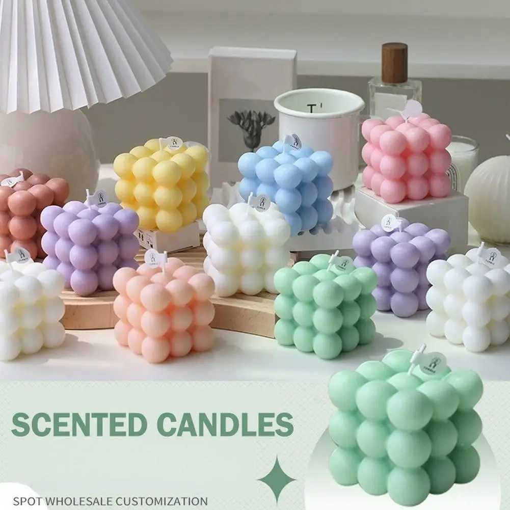 Handmade Scented Magic Aromatherapy C Creative BallShaped Soy Wax Lovely Bubble Cube Candle Home Decor S25109 S260204