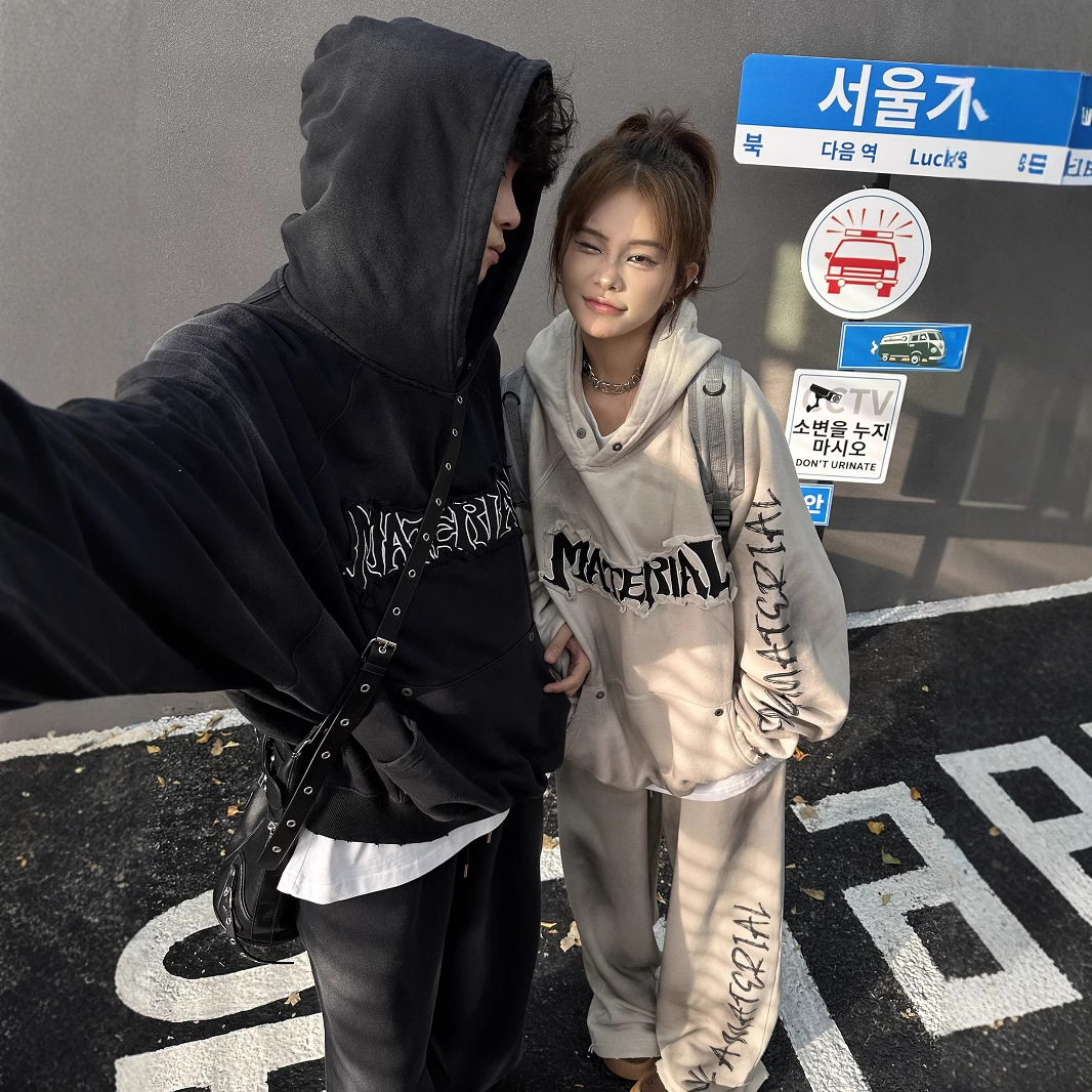 Damon Island Niche Designer Shirt Vintage Embroidered Oversize Hoodie Couple Outfit Retro High Street Designer Hoodie Hoodie Jacket For Men And Women