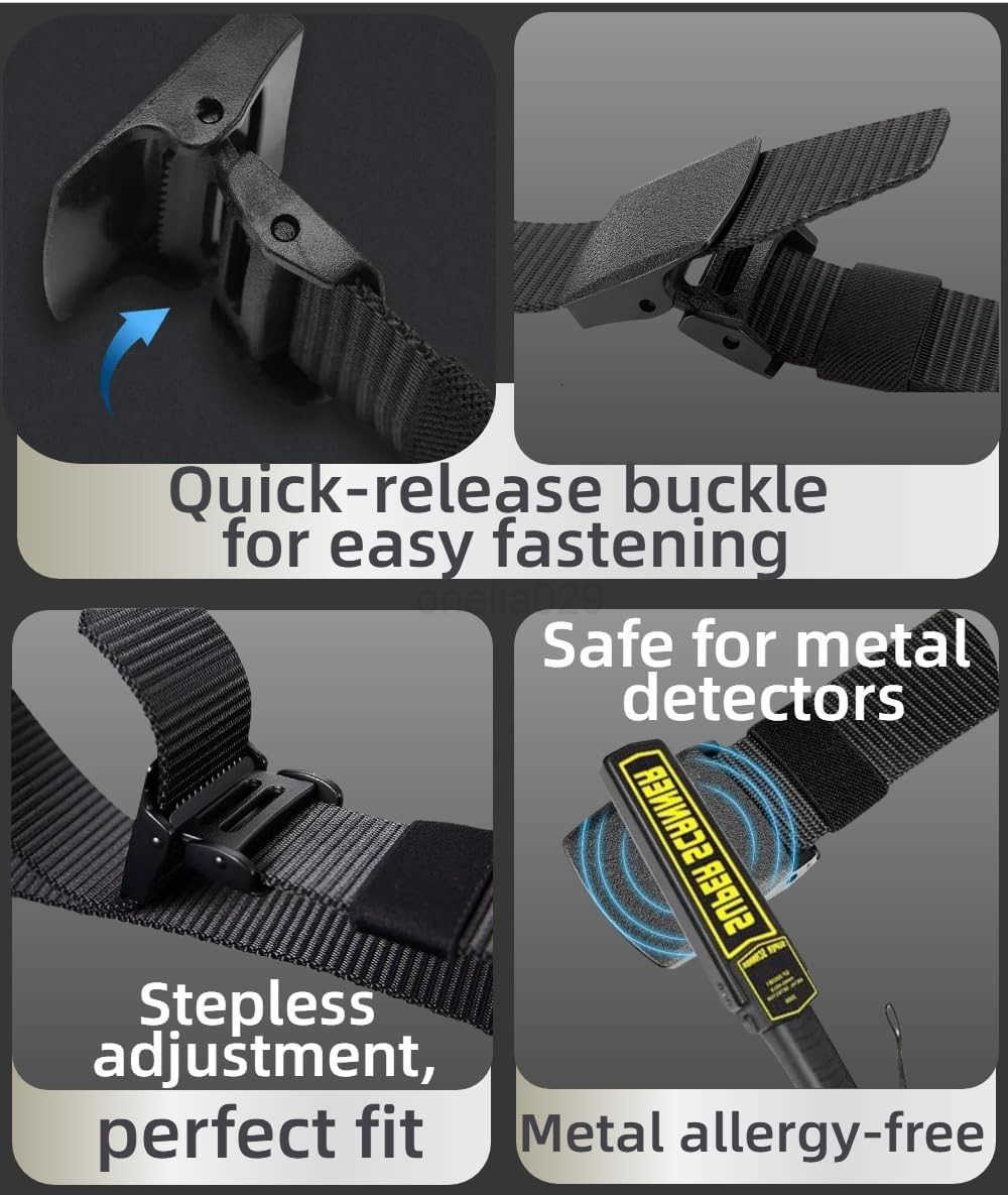 Mens Tactical Nylon Belt AdjustabLE NoMetal Quick ReLEase Airport Friendly Work Outdoor Use W251009