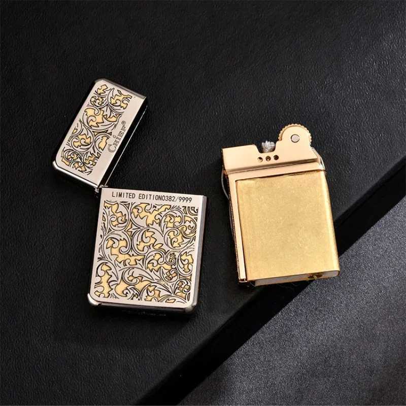 CHIEF Pure Copper Vintage Engraved Tang Grass Windproof Kerosene Lighter Thin Durable Portable Limited Edition Mens Gift W251009