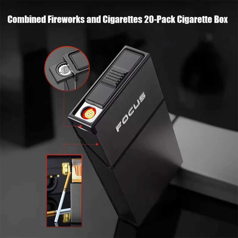 1 USB charging lighter and cigarette case in one Womens portable cigarette case with pressure protection for 20 thin cigarett W251009