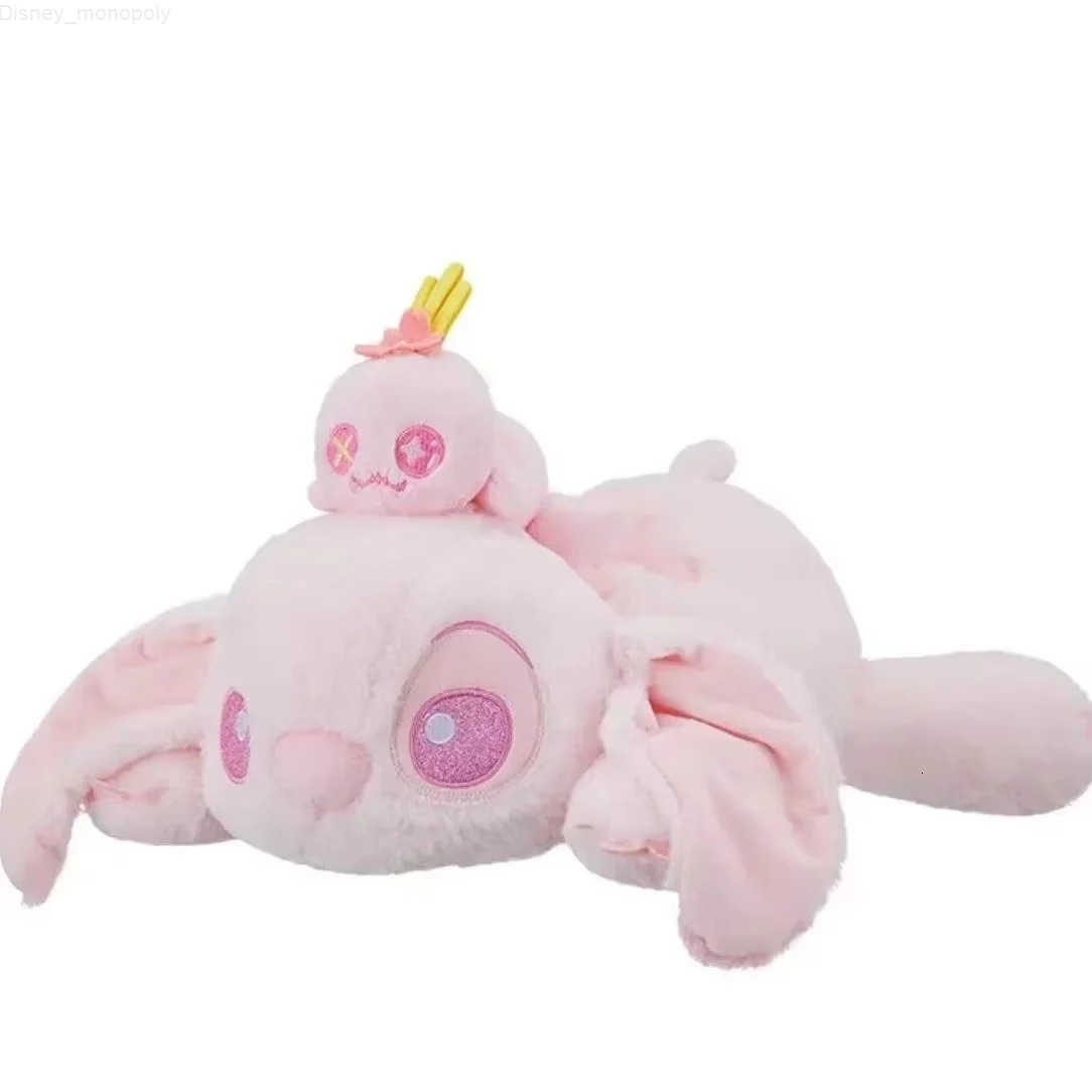 Disney Stitch And Winnie The Pooh Lying Down Plush Doll Pastel Pink Cherry Blossom Theme Cute Plushies For Birthday Present Toy H251009