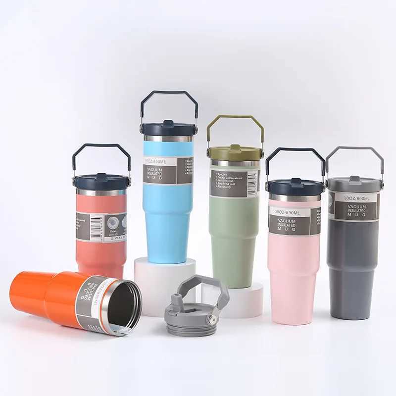 30 oz Vacuum Thermos Cup with Treatment Double Layer Thermos Cup Stainless Steel Sports Water Bottle Hot and Cold Drinks C251008