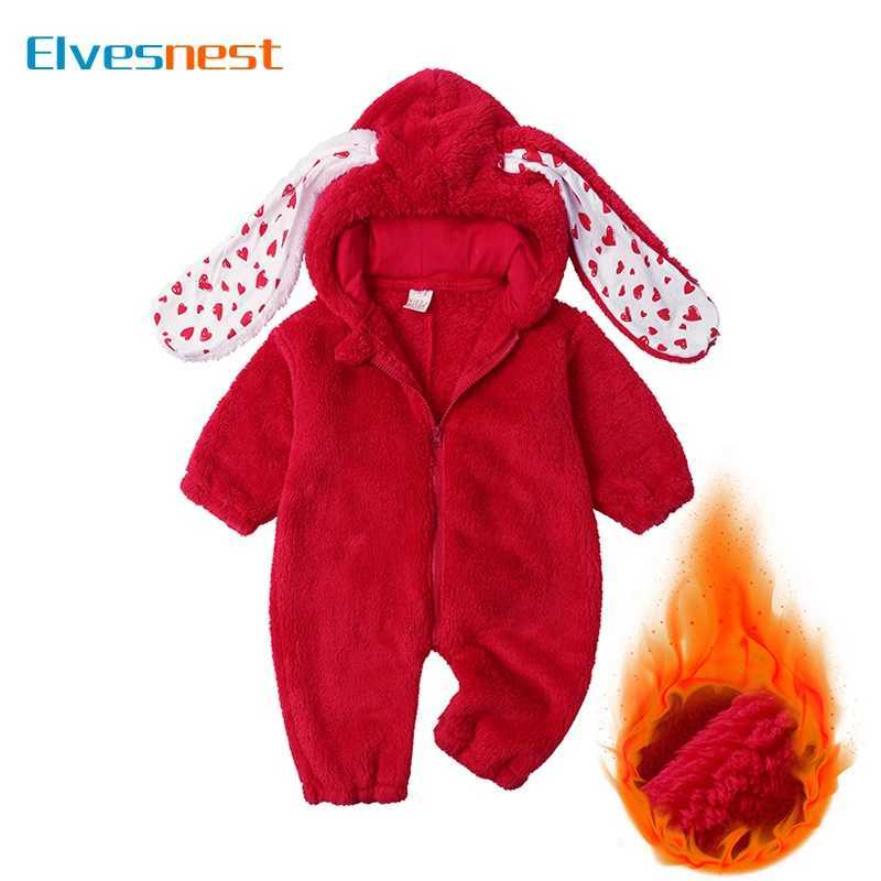 Cartoon Rabbit Baby Rompers Long Sleeve Hooded Baby Girl Clothes Winter Warm Baby Clothes Girls Rompers 324 Months C251009