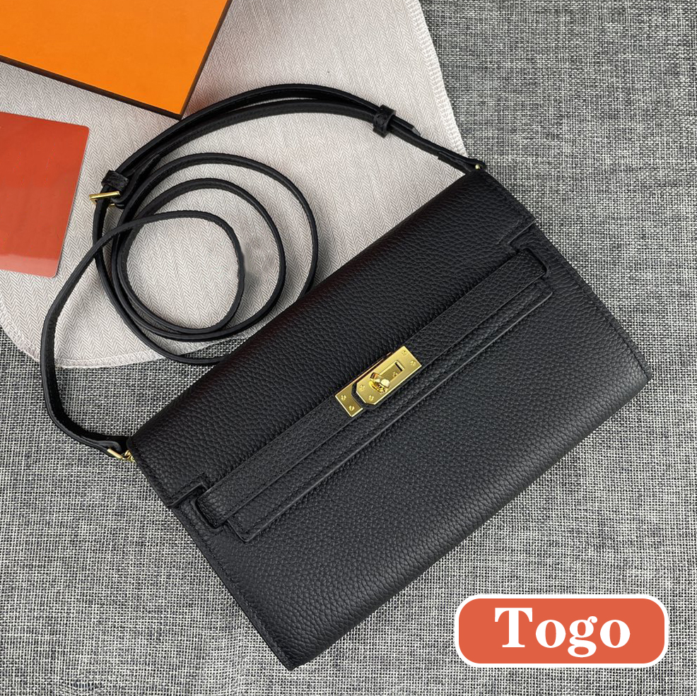 Wallet Designer Cross Body Bag Black Purse Genuine Leather Gold or Silver Buckle Clutch Bags Designer Woman with Strap Wallets Women Crossbody Designer Bag