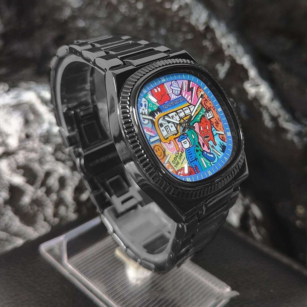 Carsikie2025 New Large Dial Square Men's Sports High-end Sense Comic Cartoon Watch