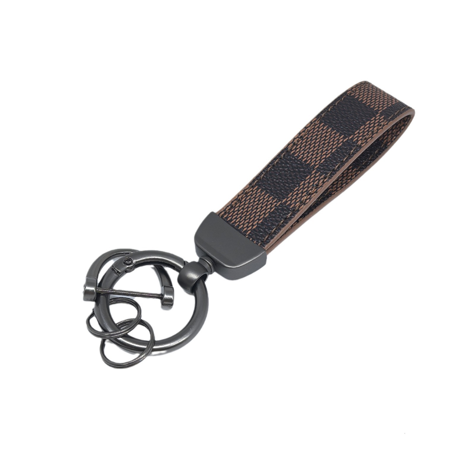 Trendy Brand Presbyopic Leather Car Zinc Alloy Fashion Keychain Ring Men's Waist Hanging Small Gift