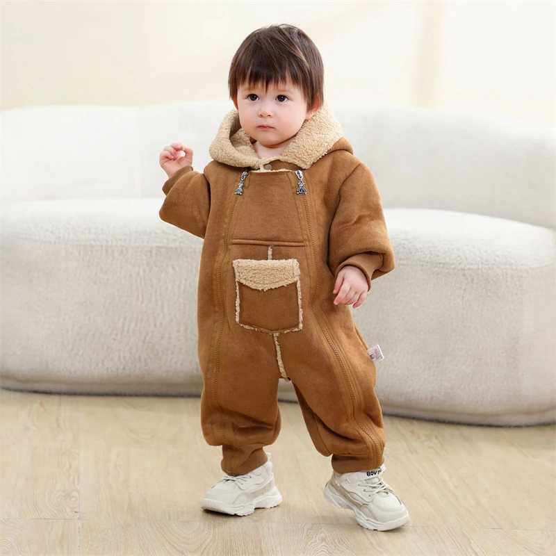 Newborn Baby Onesie 2025 New Autumn Winter Baby Romper Faux Fur Warm Girl Bodysuit Boy Jumpsuit Hooded Baby Bodysuit 024 Month C251009