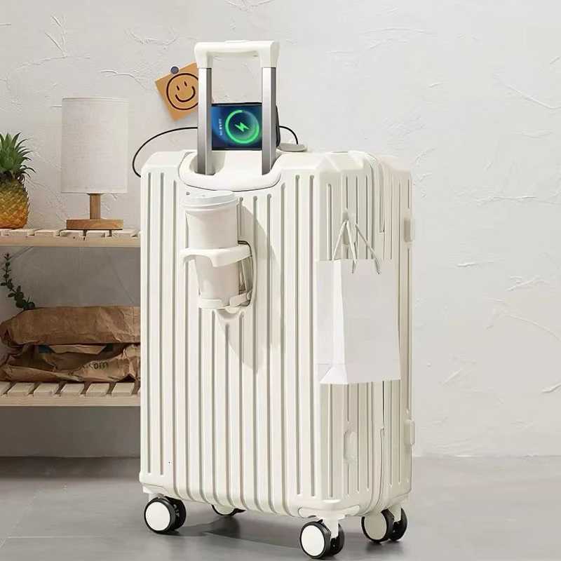 2025 New Multifunction Suitcase USB Charging Cabin suitcase Cup Holder Mute Universal Wheel 2028 inch Luggage travel suitcaseT251009