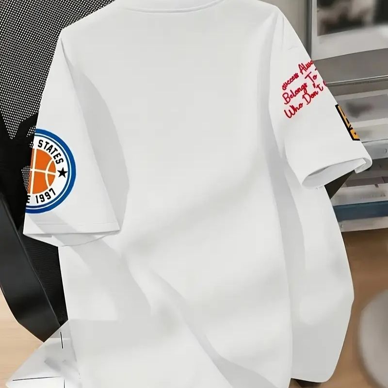 Men's Streetwear "Champ R" Motivational Graphic Oversized T-Shirt - Basketball & Inspirational Slogan Casual Tee-27