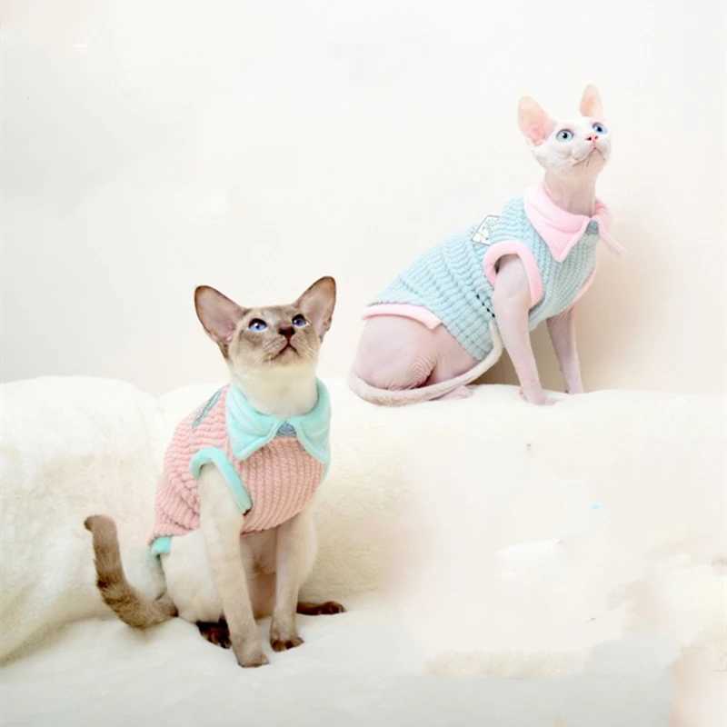 Autumn Winter Pet Cat Clothes for Sphinx Cats Warm Kitten Vest Soft Clothing For Cats Soft Small Puppy Pullovers Kitty Jacket C251009