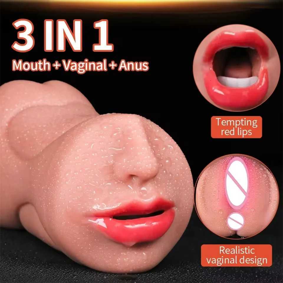 3 IN 1 Artificial Vagina for Men Masturbator Cup Deep Throat Real Oral Male Masturbation Blowjob Anal Clit Silicone Sex Toys 18XJ251009