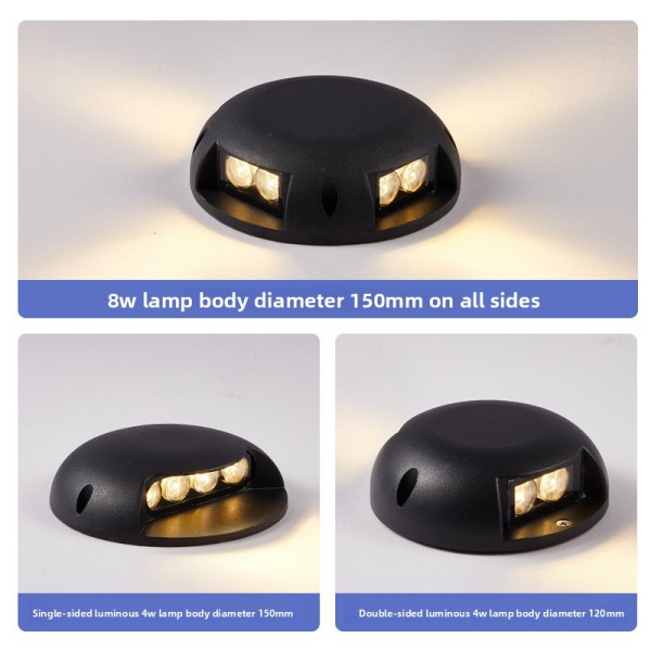 Black Dome - shaped LED Pathway Light, Outdoor Walkway Lighting Fixture with Triple - bulb Design