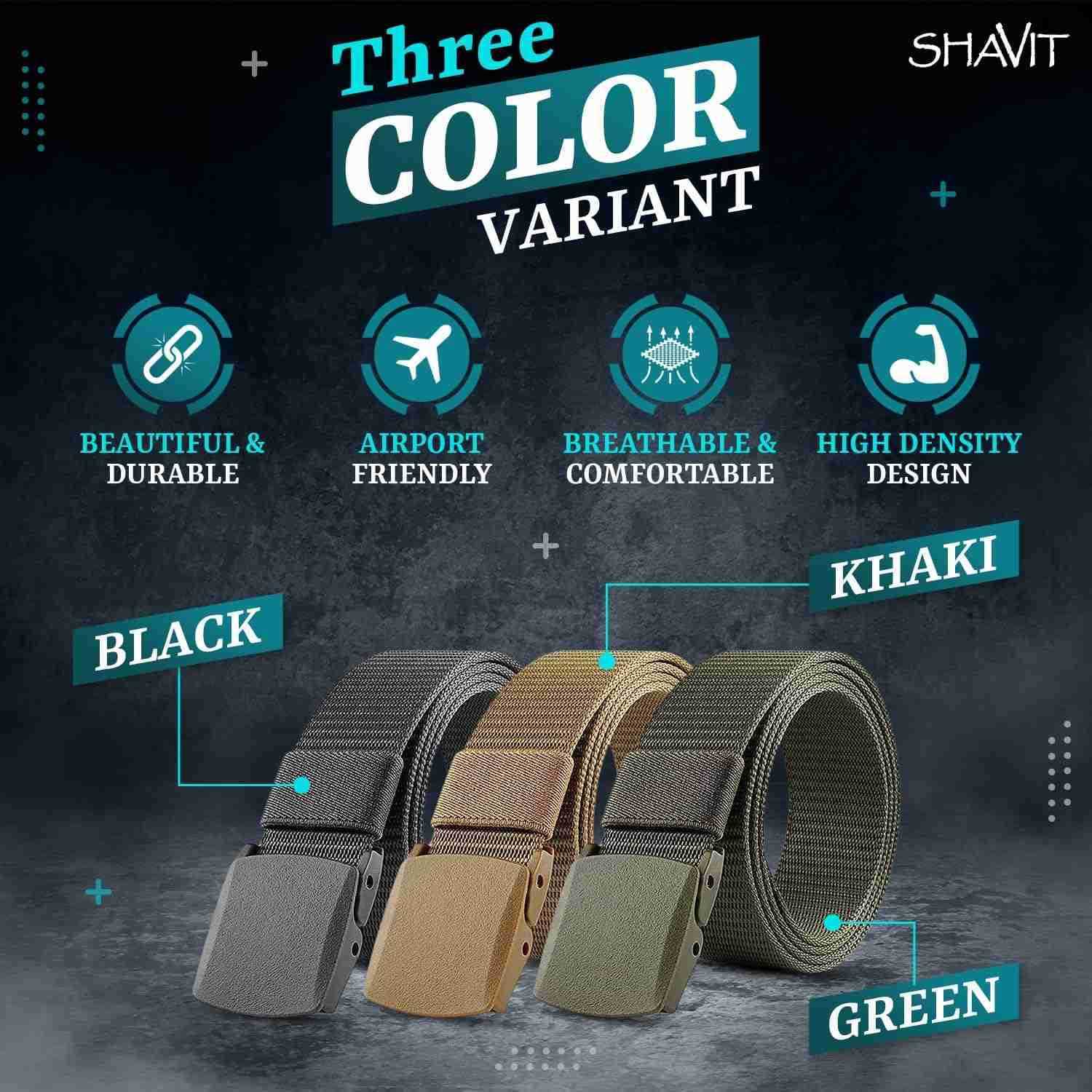 Nylon Belts for Men Work Belt AdjustabLE Slide Plastic Web Canvas Belt for Outdoor Airport friendly W251009