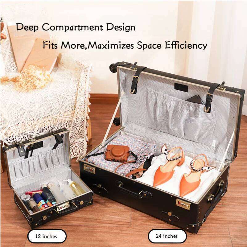 Suitcase set 2 piece , Women's Vintage Lage set, Travel suitcase with boarding tote, handmade faux leather aluminum 123