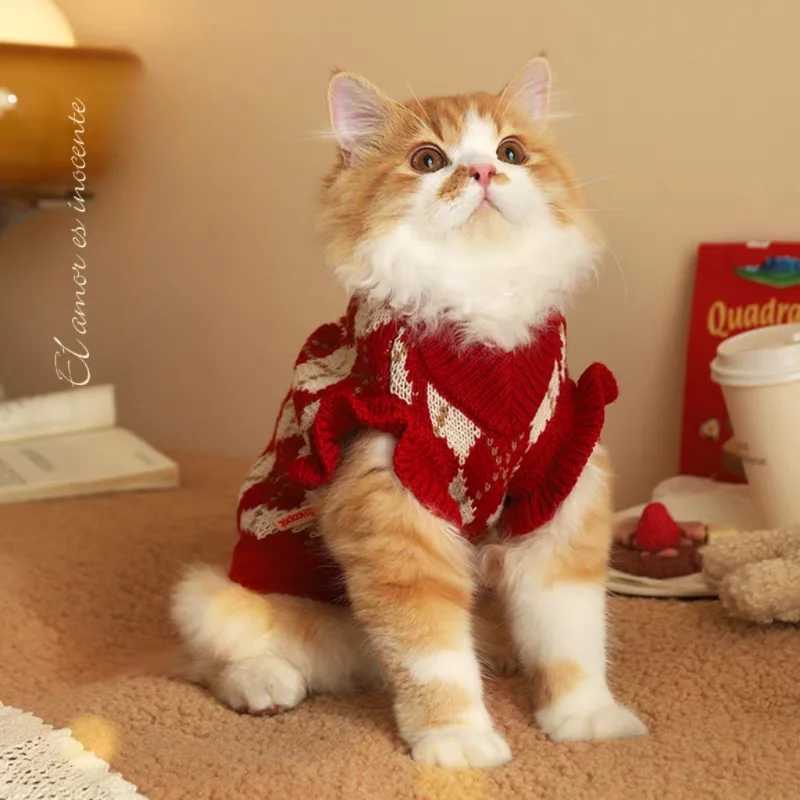 HOOPET Cat Clothes AntiShedding Fall and Winter Models Kitten Red Cat Winter Kitten Winter Clothes Pet Dog Winter Sweater C251009