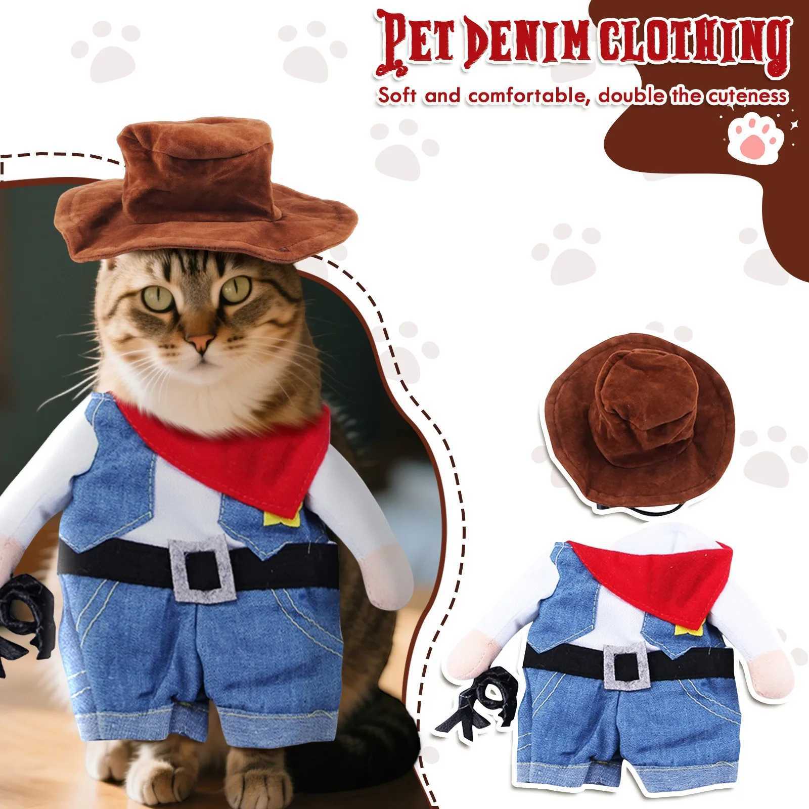 Cat Jacket Halloween Costume Cat And Dog Dress Up Denim Suit Cat Costume Wool Sweater For Small Fun Denim Jackets For Small Pet C251009