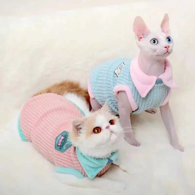 Autumn Winter Pet Cat Clothes for Sphinx Cats Warm Kitten Vest Soft Clothing For Cats Soft Small Puppy Pullovers Kitty Jacket C251009